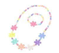 CHIZISX Juego de collar y pulsera de cuentas de color caramelo para niños, joyería de fiesta, textura, cumpleaños, regalo para niños, talla única, Plástico, No es una piedra preciosa