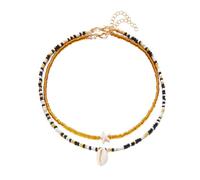 CHIZISX Paquete de 2 estilos de collar con colgante de doble capa de estrellas de mar para mujeres y entusiastas de la moda, talla única, Mi Zhu, No es una piedra preciosa