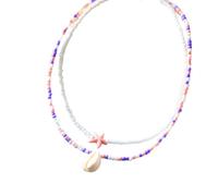 CHIZISX Paquete de 2 estilos de collar con colgante de doble capa de estrellas de mar para mujeres y entusiastas de la moda, talla única, Mi Zhu, No es una piedra preciosa