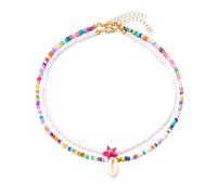 CHIZISX Paquete de 2 estilos de collar con colgante de doble capa de estrellas de mar para mujeres y entusiastas de la moda, talla única, Mi Zhu, No es una piedra preciosa