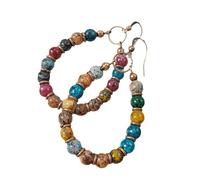 CHIZISX Pendientes colgantes de piedra natural retro hechos a mano con colgante de cuentas para uso diario y festivales, talla única, Zinc, Sin piedra preciosa