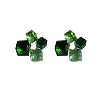 CHIZISX Pendientes de cristal 3D con forma de cubo de azúcar, estereoscópicos, cuadrados, geométricos, elegantes joyas para fiestas y bodas, talla única, Plástico, Sin piedra preciosa