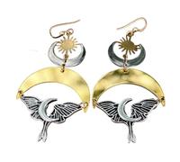 CHIZISX Pendientes de polilla mística, diseño de luna, aretes góticos antiguos, textura de aleación para mujeres y niñas