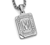 CHIZISX Punk Styles - Collar con dije de carta de acero inoxidable con textura cuadrada, joyería para entusiastas de las letras, talla única, acero de titanio, No es una piedra preciosa