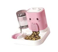 CHIZISX Smart - Comedero automático de ganado con cuenco de agua, temporizador de diseño integrado a prueba de derrames para espacios pequeños, doble tazón para gatos