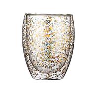 CHIZISX Taza de café de vidrio creativa colorida con diseño de estrella de doble pared, vasos aislados para el hogar, cocina, té, café, copa de vino sin tallo