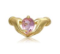 CHIZISX Two Hands Love Zircon Friendship & Love Band Cubic Zirconia Jewelry Cerrado para el Día de San Valentín, Cobre, Sin piedras preciosas