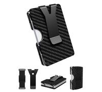 CHJGLNL Cartera minimalista, cartera delgada para hombre, correa de dinero minimalista y cartera con clip para dinero, carteras de bolsillo frontal, cartera de metal, bloqueo RFID, capacidad para 22