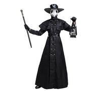 CHJIEXDEC Disfraz de médico de la peste steampunk para adulto, disfraz de Halloween, disfraz renacentista medieval para cosplay, máscara y sombrero (talla S)
