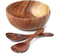CHJJZXBF Ensaladera de Madera de 24 cm con Cuchara, se Puede Utilizar para Frutas y ensaladas.