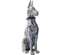 CHJJZXBF Escultura Grande de Estatua de Doberman Pinscher, Adornos artesanales de Resina galvanizada de Plata, colección de Oficina en el hogar, Adornos Decorativos de 13,3x9,4x29,5 Pulgadas