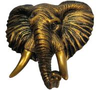 CHJJZXBF Estatua de Cabeza de Elefante, Escultura de Pared, Busto artístico en Resina,Gold