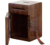 CHJJZXBF Hucha de Madera, Hucha de Madera Decorativa Hecha a Mano con Cerradura de Llave Cuadrada, Caja de Almacenamiento para Ahorrar Dinero para Adultos y niños