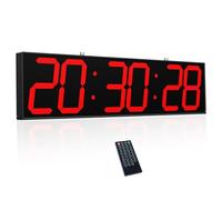 CHKOSDA Reloj de pared digital de doble cara de 27.6 pulgadas, reloj LED grande multifuncional con temporizador, visualización de temperatura y fecha, reloj digital colgante de gran pantalla para