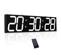 CHKOSDA Reloj de pared digital de doble cara de 28.5 pulgadas, reloj de cuenta regresiva LED multifuncional con temporizador, visualización de temperatura y fecha, reloj digital colgante de gran