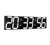 CHKOSDA Reloj Digital LED de Gran tamaño con atenuador automático, Gran Temporizador de Cuenta Regresiva con Control Remoto, 27.5 Pulgadas de Ancho, 6 dígitos, Fecha y Temperatura（Blanco）