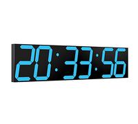 CHKOSDA Reloj Digital LED de Gran tamaño con atenuador automático, Gran Temporizador de Cuenta Regresiva con Control Remoto, 27.5 Pulgadas de Ancho, 6 dígitos, Fecha y Temperatura (Azul Hielo)