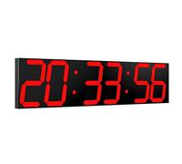 CHKOSDA Reloj Digital LED de Gran tamaño con atenuador automático, Gran Temporizador de Cuenta Regresiva con Control Remoto, 27.5 Pulgadas de Ancho, 6 dígitos, Fecha y Temperatura (Rojo)