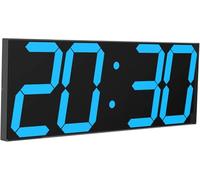 CHKOSDA Reloj Digital LED de Pared, Gran Reloj de Pared con Números de 6 Pulgadas, Temporizador de Cuenta Atrás y Auto Dimmer, Gran Calendario y Termómetro (Azul Hielo)