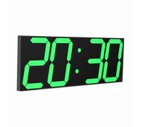 CHKOSDA Reloj LED Digital de Pared Grande con Pantalla LED de 18 Pulgadas, Cuenta atrás con 8 Niveles de Brillo Ajustables, indicador de 12/24 Horas, indicador de Temperatura y Calendario (Verde)