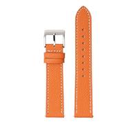 Chlikeyi Correa de reloj Correa de cuero genuino Liberación rápida 18-22mm, Naranja Blanco, 22mm