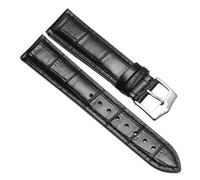 Chlikeyi Correa de reloj Correa de reloj de cuero genuino Pulsera de cuero universal de moda para mujer, Plata negra, 22 mm