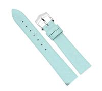 Chlikeyi Correa de reloj Correa de reloj delgada Cadena de reloj de cuero genuino de piel de becerro unisex para mujer, Plata verde claro 1, 14 mm