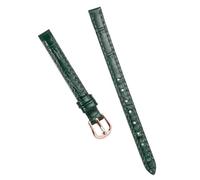 Chlikeyi Correa de reloj de cuero auténtico de 8mm y 10mm para cadena de reloj pequeña para mujer, Oro rosa verde, 8-8mm