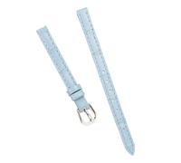 Chlikeyi Correa de reloj de cuero auténtico de 8mm y 10mm para cadena de reloj pequeña para mujer, Plata azul claro, 10-8mm