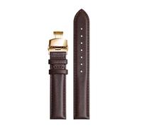 Chlikeyi Correa de reloj de cuero de 18mm/20mm, correa de reloj con broches dobles dorados, Marrón, 20mm