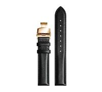 Chlikeyi Correa de reloj de cuero de 18mm/20mm, correa de reloj con broches dobles dorados, Negro, 18mm