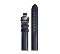 Chlikeyi Correa de reloj de cuero de 18mm/20mm, correa de reloj con broches dobles negros, Azul, 18mm