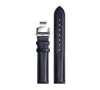 Chlikeyi Correa de reloj de cuero de 18mm/20mm, correa de reloj con broches dobles plateados, Azul, 18mm
