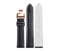 Chlikeyi Correa de reloj de cuero de 18mm a 24mm, correa de reloj con broches dobles de oro rosa, Blanco, 20mm