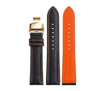 Chlikeyi Correa de reloj de cuero de 18mm a 24mm, correa de reloj con broches dobles dorados, Naranja, 20mm