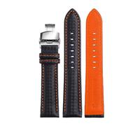 Chlikeyi Correa de reloj de cuero de 18mm a 24mm, correa de reloj con broches dobles plateados, Naranja, 20mm