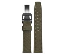 Chlikeyi Correa de reloj de cuero de lona de nailon de 20mm/21mm/22mm, correa de reloj con hebilla plegable negra, Verde, 20mm