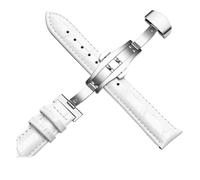 Chlikeyi Correa de reloj de cuero genuino con hebilla de mariposa, pulsera universal para hombre de 12 a 22mm, Color 1, 17 mm