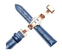 Chlikeyi Correa de reloj de cuero genuino con hebilla de mariposa, pulsera universal para hombre de 12 a 22mm, Color 9, 16 mm