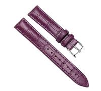 Chlikeyi Correa de reloj de cuero genuino de piel de vaca para hombres y relojes de mujer con correa de cuero con pulsera de hebilla, plata morada, 20 mm