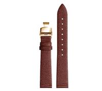 Chlikeyi Correa de reloj de cuero genuino de tamaño pequeño de 6-20mm, correa de reloj con broches dobles dorados, Marrón, 18mm