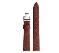 Chlikeyi Correa de reloj de cuero genuino de tamaño pequeño de 6-20mm, correa de reloj con broches dobles plateados, Marrón, 18mm