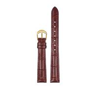 Chlikeyi Correa de reloj de cuero genuino de tamaño pequeño para mujer de 12mm a 16mm, correa de reloj con hebilla dorada, Marrón, 12mm