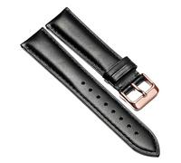 Chlikeyi correa de reloj de cuero genuino para hombres y mujeres cadena de reloj de piel de becerro superior, oro rosa negro, 19 mm