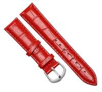 Chlikeyi Correa de reloj de cuero genuino para mujer, correa de reloj universal para hombre con hebilla de 10-22mm, Plata roja brillante, 20 mm