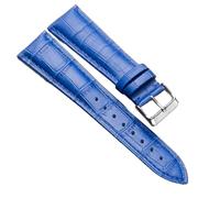 Chlikeyi Correa de reloj de cuero genuino para mujer, correa de reloj universal para hombre con hebilla de 10-22mm, plata azul oscuro, 20 mm