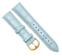 Chlikeyi Correa de reloj de cuero genuino para mujer, correa de reloj universal para hombre con hebilla de 10-22mm, Azul claro dorado, 20 mm