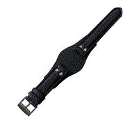 Chlikeyi Correa de reloj de cuero genuino Pulsera de 22mm Bandeja negra/marrón Correa de reloj, Color 5, 22mm