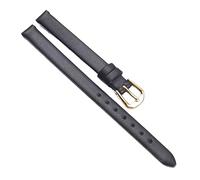 Chlikeyi Correa de reloj de cuero suave ultrafino de tamaño pequeño, correa de reloj de mujer genuina, cadena lisa de 6-12mm, Oro negro, 9 mm