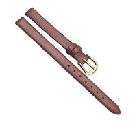 Chlikeyi Correa de reloj de cuero suave ultrafino de tamaño pequeño, correa de reloj de mujer genuina, cadena lisa de 6-12mm, Oro marrón, 13 mm